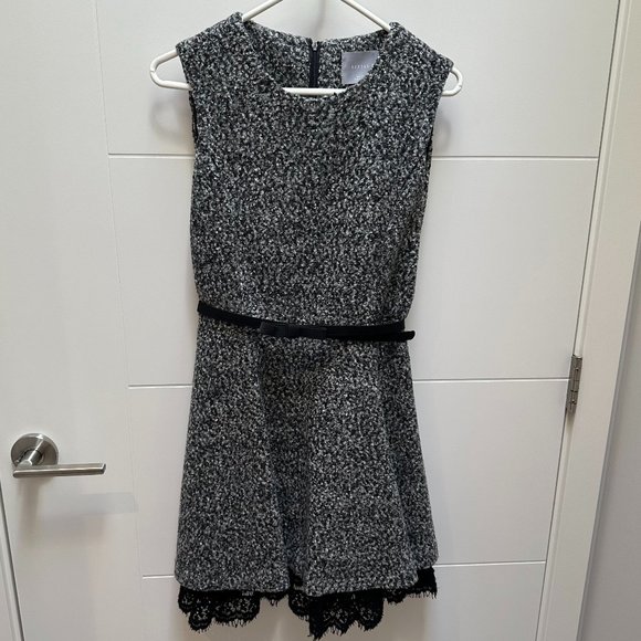 Pebbled Woven Fabric Lace Dress - Picture 1 of 5